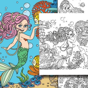 Coloring Pages for kids, mermaid coloring pages, ocean coloring, mermaid Activity pages, Fun summer worksheet, Birthday Party Activities