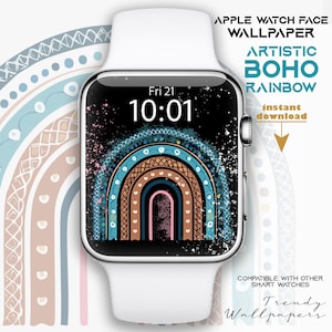 Apple Watch Face, Smartwatch Wallpaper, Boho Rainbow Watch Hintergrund, Samsung Galaxy Watch Kunst, Grunge Watch Face, Hippie Regenbogen Design