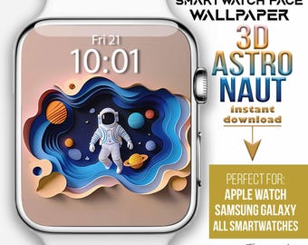 Esfera del Apple Watch, fondo de pantalla del reloj Astronauta 3D, esfera  del reloj inteligente del espacio exterior, esfera del reloj planetario,