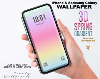 iPhone Wallpaper, 3D spring pastel gradient phone wallpaper, modern minimalist phone Background, colorful phone wallpaper, Samsung Galaxy