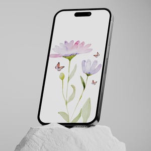 iPhone Wallpaper, smartphone wallpapers, Daisy floral Background, Phone Background, Smartphone Background, watercolor floral aesthetic art