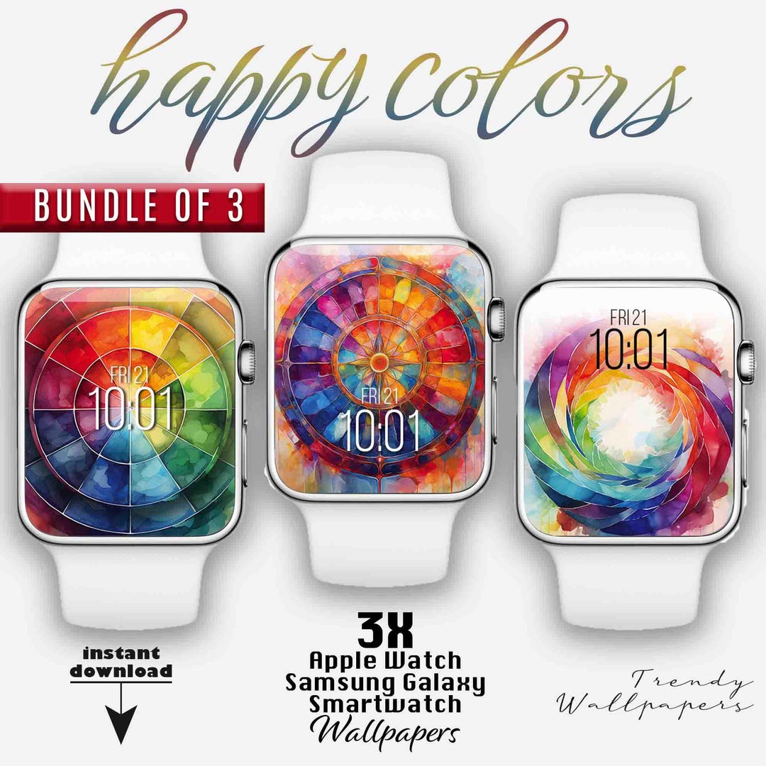 Watch Face Colour In COLOR WHEEL Apple Watch Face Set, Colorful Watch Wallpaper, Rainbow ...