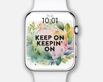 Apple Watch face, smartwatch wallpapers, Boho Green botanical watch Background, Samsung Galaxy Watch design, Watch Face, motivational quote