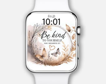 Apple Watch face, smartwatch wallpapers, Boho beige botanical watch Background, Samsung Galaxy Watch design, Watch Face, motivational quotes