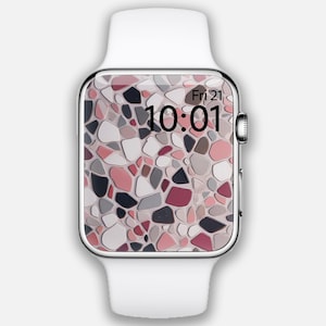 Quadrante Apple Watch, sfondo orologio Pink Terrazzo, sfondo orologio rosa cipria pastello, quadrante orologio rosa, design quadrante smartwatch con motivo rosa