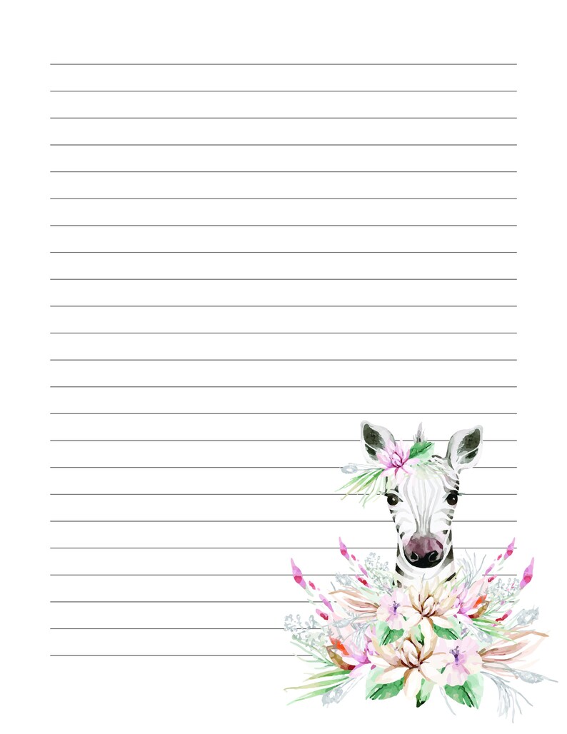 Writing Paper, SAFARI ANIMAL, Paper Bundle Animal Printable Stationery ...