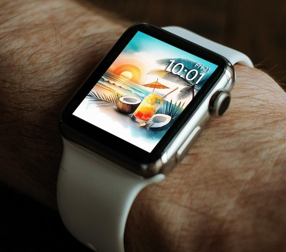 Apple Watch Face, Tropical Drink Watch Wallpaper, Summer Ocean