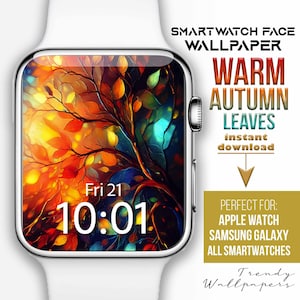 Sfondo per Apple Watch, accessori autunnali per orologi, sfondo per smartwatch con foglie autunnali, quadrante caldo e frondoso, sfondo per orologio con stagione autunnale