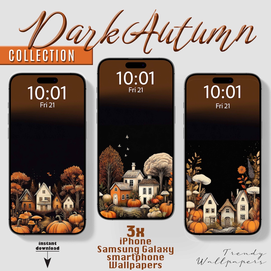 Set of 3 Dark Autumn Phone Wallpapers, iPhone Wallpaper, Fall Aesthetic ...