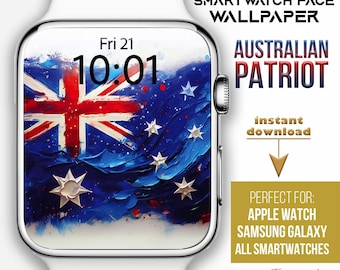 Apple Watch face, Australia flag smartwatch wallpapers, Australian patriotic flag Watch Background, Samsung Galaxy Watch face, Aussie flag