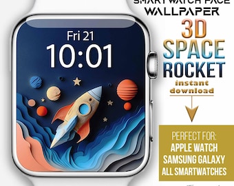 Apple Watch face, 3D Space ROCKET watch wallpaper, Rocket smartwatch face, planet watch face, space travel, outerspace watch face, spaceship