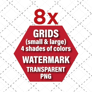 Puede incluir: Gráfico hexagonal rojo con texto blanco que dice "8x GRIDS (small & large) 4 shades of colors WATERMARK TRANSPARENT PNG".