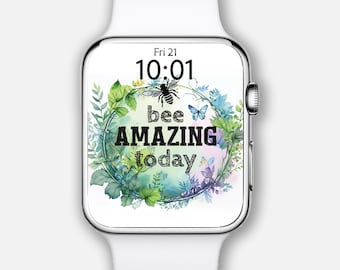 Apple Watch face, smartwatch wallpapers, Boho Green botanical watch Background, Samsung Galaxy Watch design, Watch Face, motivational quote