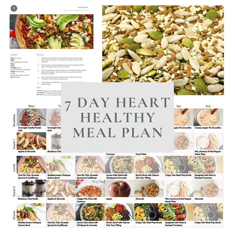 7 Day Heart Healthy Meal Plan Etsy