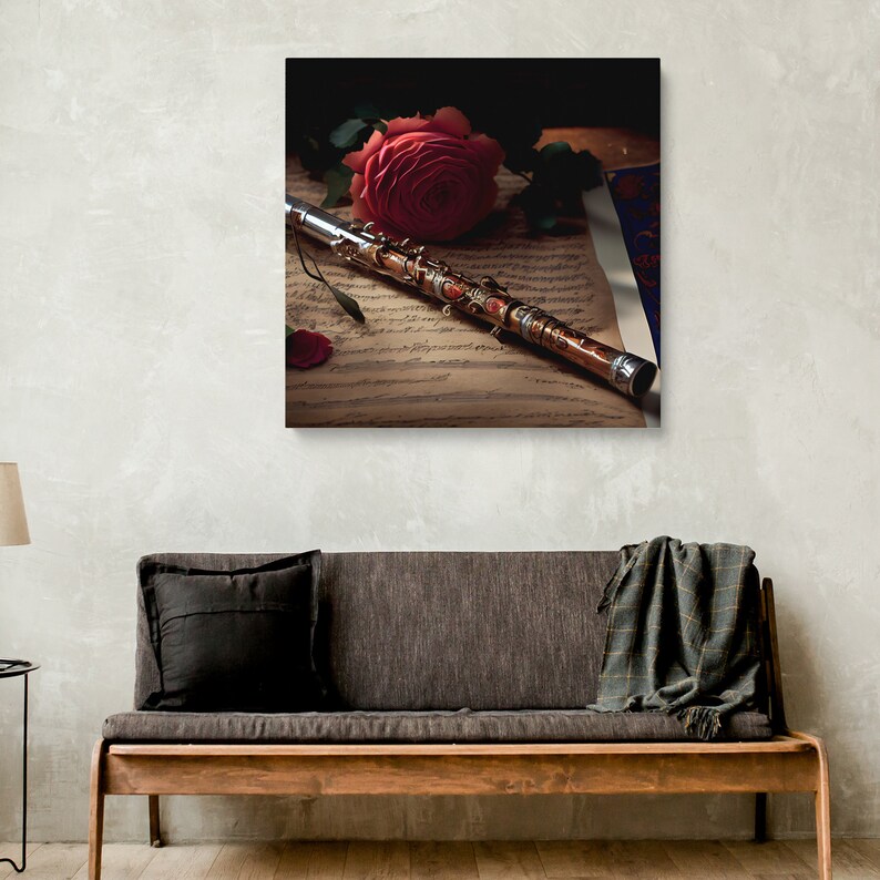 Flutist Printable Poster, Rose Poster, Printable Flute Poster, Flute Art, Floral Musical Poster ...