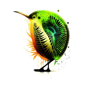 The Kiwi Kiwi Digital Print, Kitchen, Fruits, Kiwi, Bird, Comic, Digital Art, New Zealand