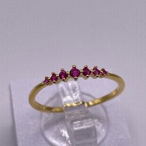 gold plated ring with pink zircon stones