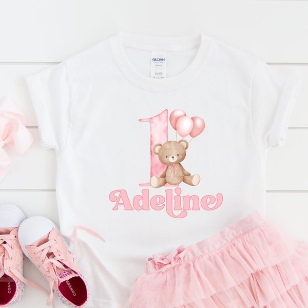 Personalized Teddy Bear 1st Birthday Girl Shirt Pink Teddy Bear Matching Family Birthday Shirt Beary First Birthday Outfit Teddy Bear