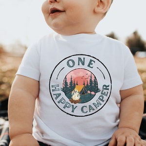 Personalized One Happy Camper First Birthday Shirt for Boys or Girls Camping Theme Birthday Party Gift Camping Shirt Personalized Kids Shirt