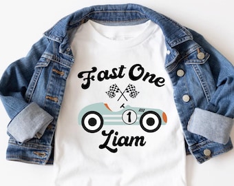 Personalized Fast One Birthday Shirt, Race Car Birthday Shirt, 1st Birthday Shirt, Fast One Matching Family Birthday Shirts, Birthday Boy