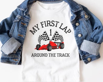 First Lap Around the Track Birthday Shirt, Personalized 1st Birthday Shirt, Race Car Birthday Party, Cars Matching Family Birthday Shirt