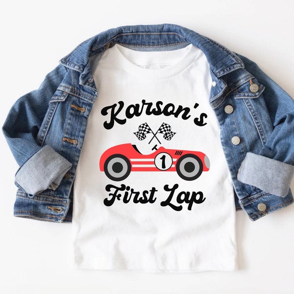 First Lap Birthday Shirt, Personalized 1st Birthday Shirt, Race Car Birthday Party, Cars Birthday Boy Outfit, Matching Family Birthday Shirt