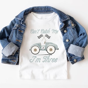 Race Car 3rd Birthday Shirt, I am Three Shirt, 3rd Birthday Outfit, Personalized Matching Family Birthday Shirts, Racing 3rd Birthday