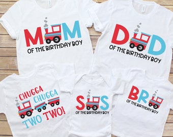 Train Birthday Shirt, Chugga Chugga Two Two Birthday Shirt, Choo Choo I'm 2 Birthday, 2nd Birthday Tee, Matching Mommy and Me Shirts Family