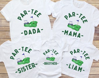 Golf Birthday Shirt, 1st Birthday Outfit, Hole in One Birthday Party, Personalized Gold Family Birthday Shirts, Golf birthday shirt