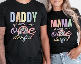 Camiseta personalizada de 1er cumpleaños de Little Miss ONEderful Traje de fiesta de cumpleaños de Little Miss One-derful, Camisas a juego de la familia de cumpleaños