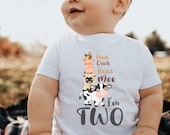 Farm 2nd Birthday Shirt, Cluck Oink Baa Moo I'm Two Birthday