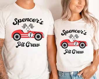 Personalized Fast One Matching Family Birthday Shirt, 1st Birthday Shirt, Race Car Birthday Party, Cars Birthday Outfit Custom Red Pit Crew