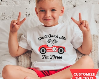Race Car 3rd Birthday Shirt, I am Three Shirt, 3rd Birthday Outfit, Personalized Matching Family Birthday Shirts, Racing 3rd Birthday