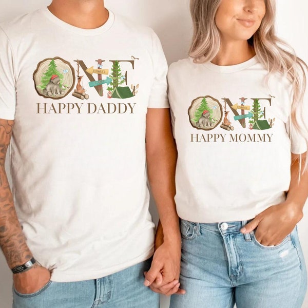 One Happy Camper Shirt, One Happy Camper Matching Family Tees, First Birthday Shirt, Camping Mommy and Me Shirts, Camping 1st Birthday shirt