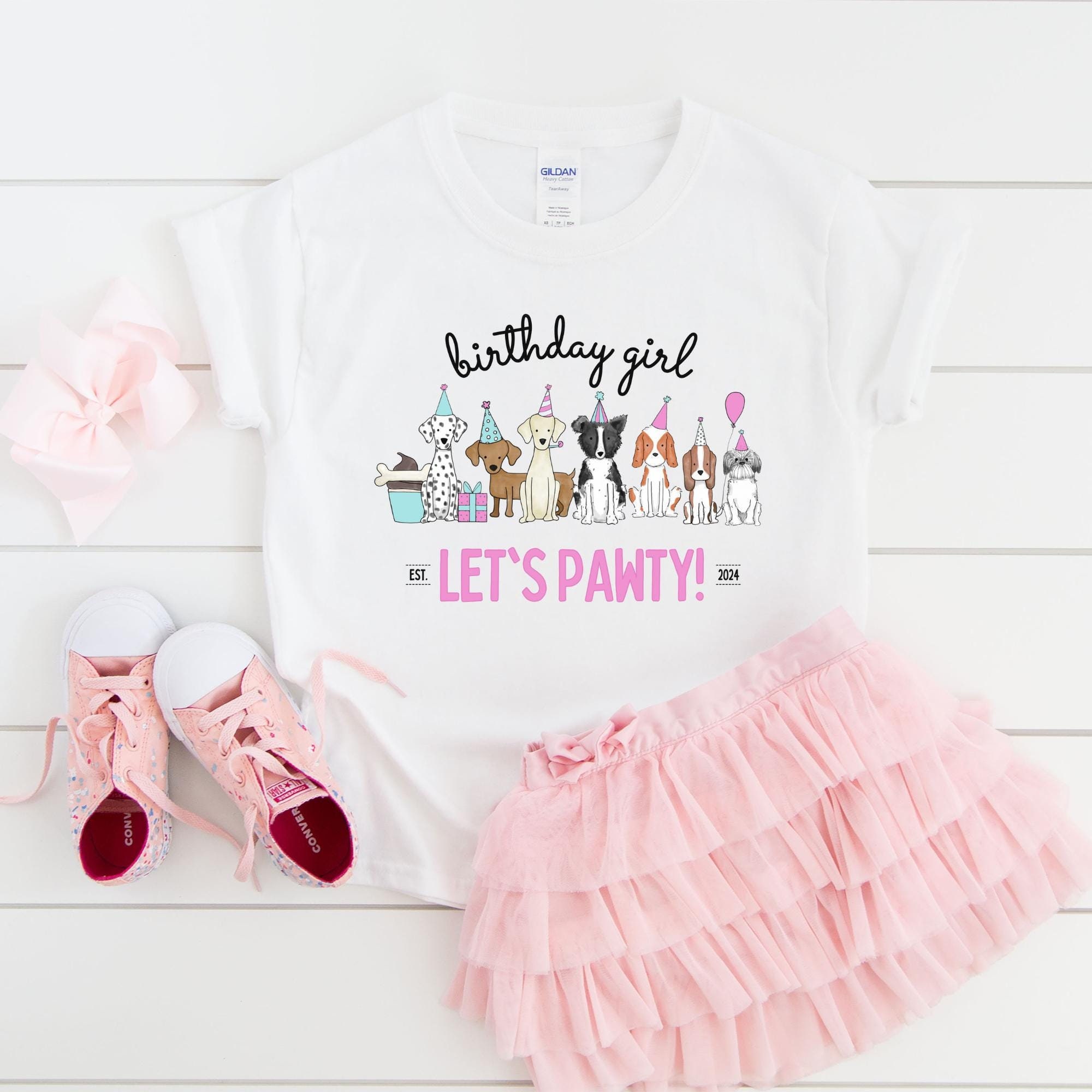 Let's pawty puppy birthday shirt, let's paw-ty, puppy birthday, dog birthday, puppy party, dog birthday party, pawty shirt, girl birthday