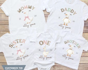 Chemise anniversaire One Silly Goose, maman d'une chemise Silly Goose One Silly Goose chemises assorties anniversaire famille Silly Goose 1er anniversaire chemise