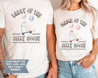 Chemises d'anniversaire de famille assorties One Silly Goose, chemise 1er anniversaire Silly Goose, tenue de premier anniversaire Silly Goose, chemise Goose Mommy and Me
