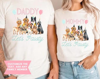 Let's pawty puppy birthday shirt, let's paw-ty, puppy birthday, dog birthday, puppy custom, dog birthday party, personalized shirt, girl