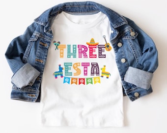 Three-esta Birthday Shirt, Fiesta Birthday Shirt, 3rd Birthday Outfit,Personalized Threeesta Mexican Birthday Party, Cinco de Mayo Fiesta