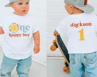 One Happy Boy Birthday Shirt, 1st Birthday Shirt for Boy, First Trip Around The Sun Outfit, Matching Family Birthday Shirts, Birthday Boy