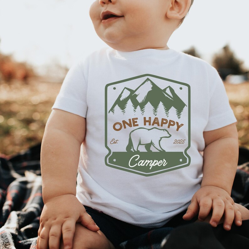 One Happy Camper Shirt, First Birthday Shirt, Camp Mommy and Me Shirts, Camping 1st Birthday Outfit, One Happy Camper Matching Family Tees, image 2