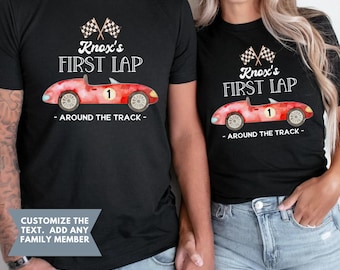 First Lap Around the Track Birthday Shirt, Personalized 1st Birthday Shirt, Race Car Birthday Party, Cars Matching Family Birthday Shirt