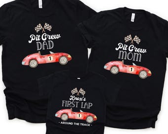 First Lap Around the Track Birthday Shirt, Personalized 1st Birthday Shirt, Race Car Birthday Party, Cars Matching Family Birthday Shirt