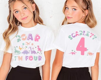 Roar I am Four Matching Family Birthday Shirts, Girl 4 Rex birthday shirt, Dinosaur Birthday, Dinosaur Birthday Boy Outfit, Four Rex Shirt