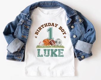 Sports 1st Birthday Shirt, First Birthday Basketball Outfit, Sports Birthday Shirt for Toddler, Personalized Born 2 ball Party Shirt