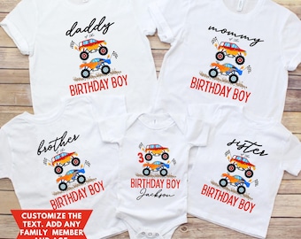 Personalized Monster Truck Birthday Shirt, Blaze and the Monster Machines Birthday Outfit, Custom Birthday Shirt for Boy, Family Matching