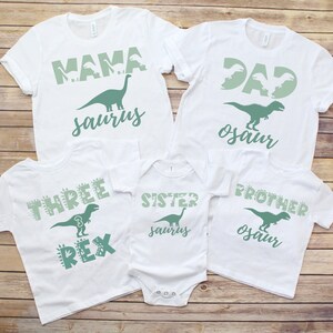Three Rex Matching Family Birthday Shirts, Matching Family Dinosaur Shirts, Birthday, 3rd Birthday Shirt, Mama Daddy Saurus image 2