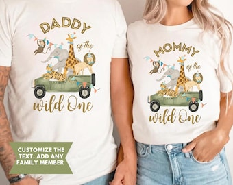 Wild One Family Shirt, t-shirt premier anniversaire, sweat-shirt fête d'anniversaire 1er zoo, body animaux de safari pour un anniversaire, t-shirt anniversaire bébé personnalisé