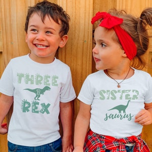 Three Rex Matching Family Birthday Shirts, Matching Family Dinosaur Shirts, Birthday, 3rd Birthday Shirt, Mama Daddy Saurus image 6