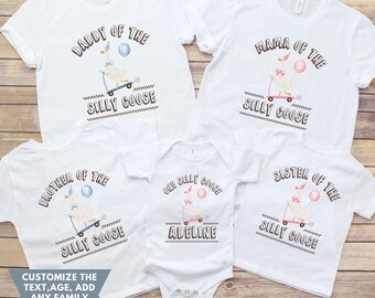 Chemises d'anniversaire de famille assorties personnalisées One Silly Goose, chemise 1er anniversaire Silly Goose, tenue de premier anniversaire Silly Goose, t-shirt d'oie